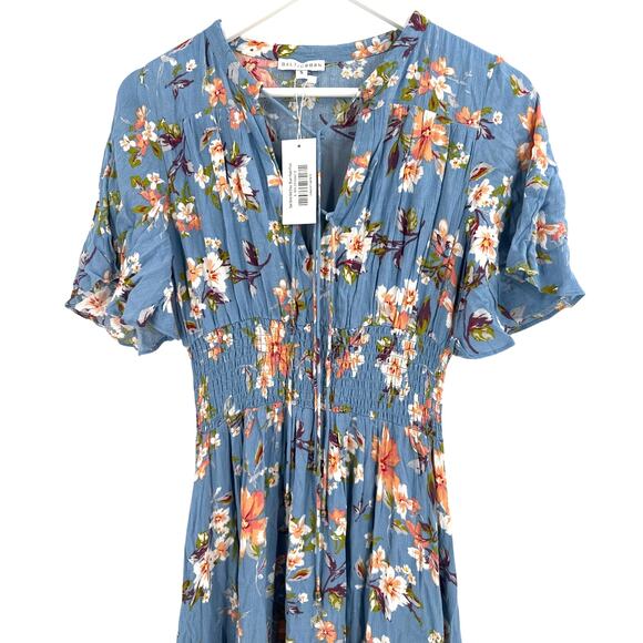 Baltic Born Blue Peach Floral Spell Boho Midi Dress Size S - Picture 6 of 13